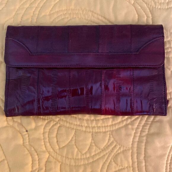 Eel Skin Shoulder Bag and Wallet, Burgundy. - Picture 9 of 15